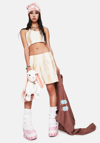 Tan Tie Dye Lounge Shorts