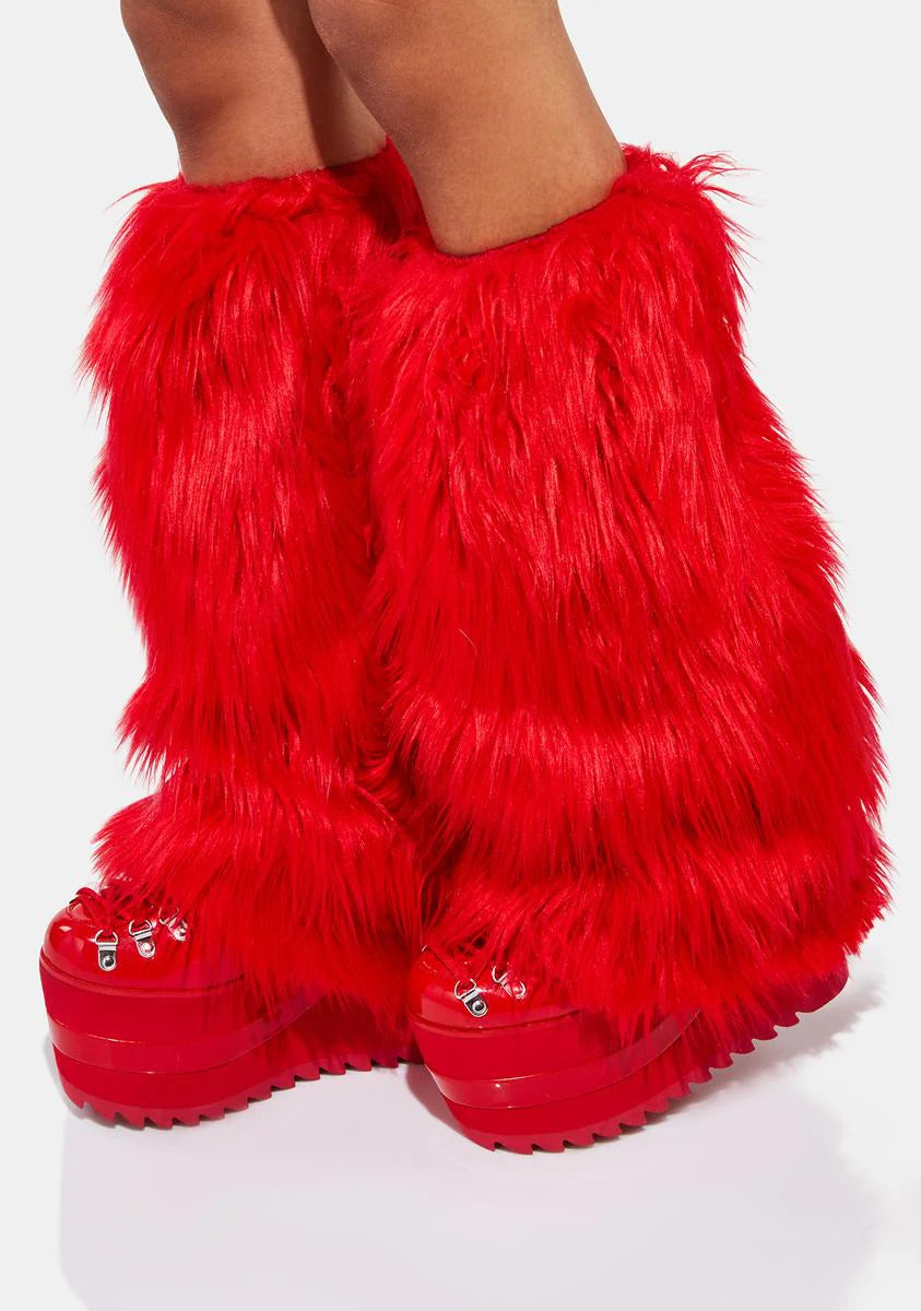 Red Fuzzy Leg Warmers