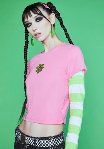 Awkward Morty Long Sleeve Crop Top