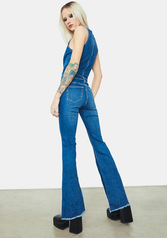 Destination Anywhere Denim Flare Jumpsuit