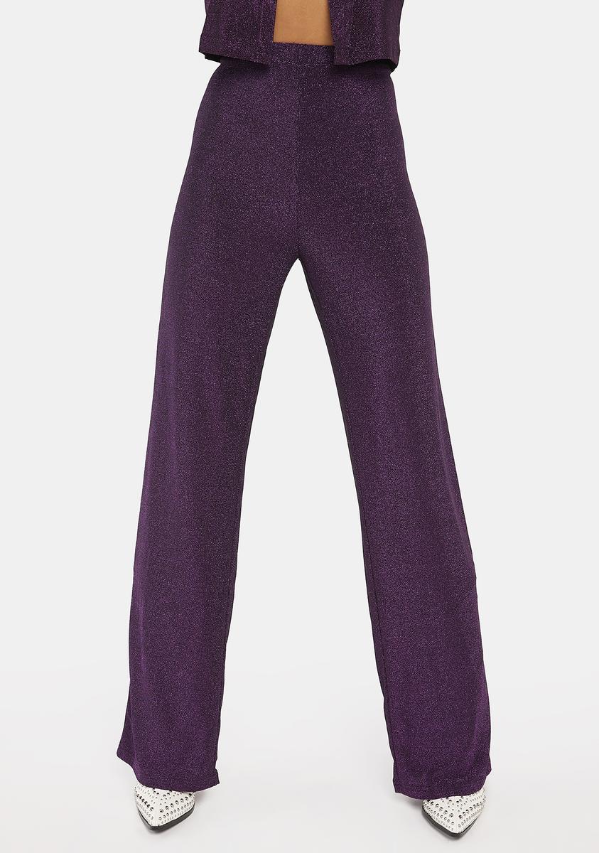 Purple Slinky Glitter Niran Trousers