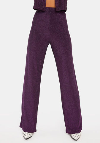 Purple Slinky Glitter Niran Trousers