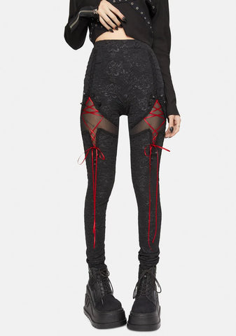 Ribbon Lace Up Paneled Pants