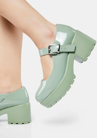 Army Green Tira Mary Janes