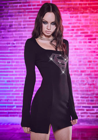 My Kryptonite Rhinestone Mini Dress