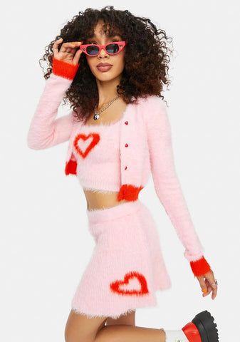 At The Love Shack Mohair Heart A Line Mini Skirt