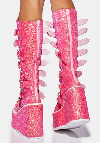 UV Pink Glitter Trinity Boots