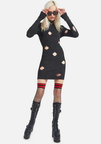 Break The Pattern Cutout Mini Dress