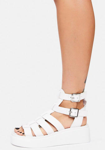 White IVO Platform Sandals