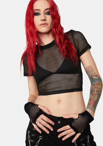 Dark Plasmic Punk Fishnet Gloves
