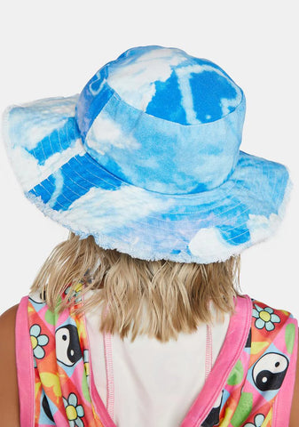 Cloud Print Denim Fisherman Hat