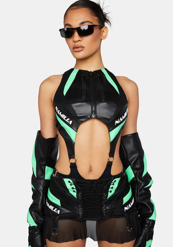 Green Moto Mini Skirt