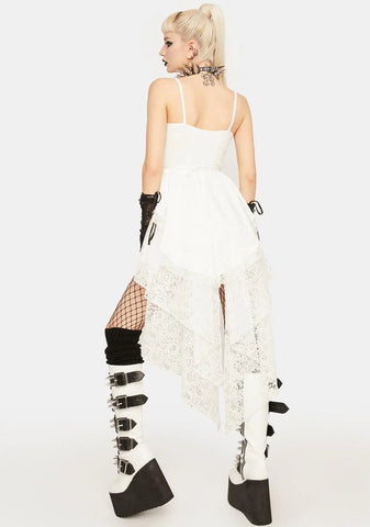 White Lace High-Low Dress