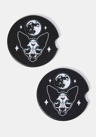 Moon Cat Skull Coasters