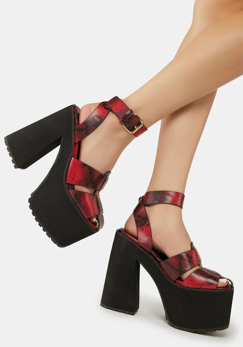 Red Lyric Platform Heels