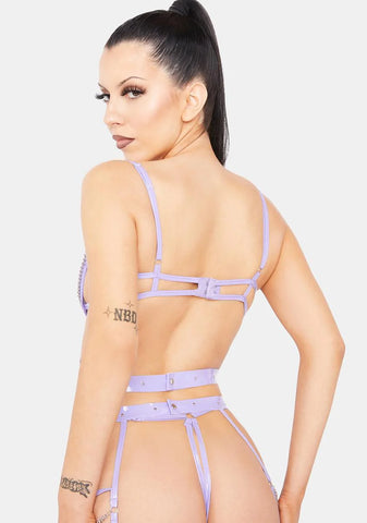 Lilac Vinyl & Chain Lingerie Set