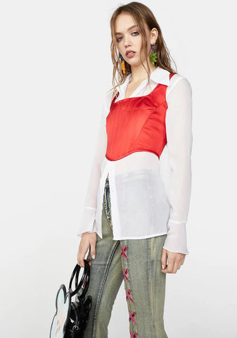 Just A Girl Satin Corset Top