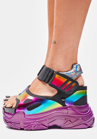 Rainbow Watch Me Glow Platform Sandals