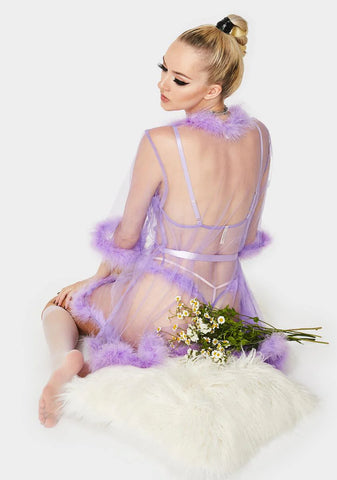 Amethyst Indiscreet Affair Marabou Robe