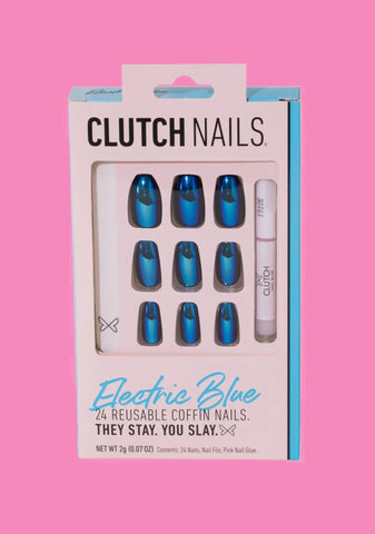 Electric Blue Coffin Press On Nails