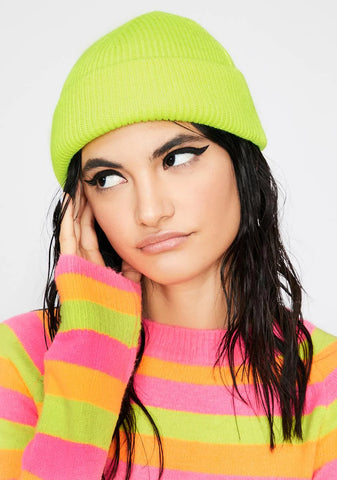 Color Shock Ribbed Beanie