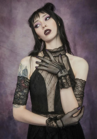 Midnight Forgotten Shadow Lace Gloves