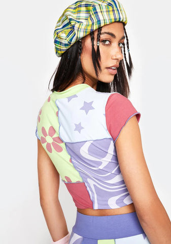 Season's Greetings Patchwork Crop Top