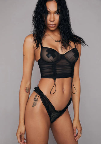 Noir Choose Ur Cherry Ruched Lingerie Set