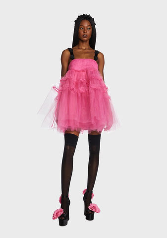 Pink Moonlight Meadow Tulle Mini Dress