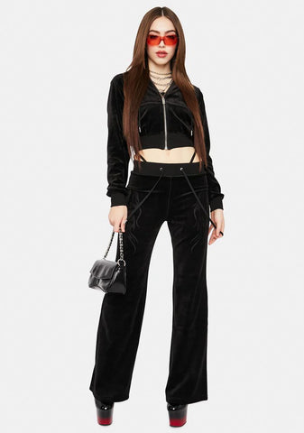 Noir Velvet Flame Track Pants