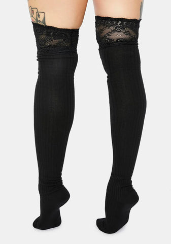 Shadow Specter Lace Thigh High Socks