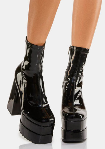 Black Cassette Platform Boots