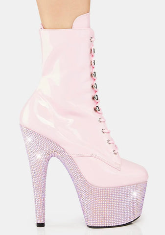 Baby Pink Bejeweled-1020-7 Platform Heels