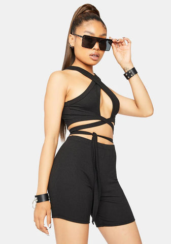 Wicked Young Hearts Wrap Top And Shorts Set