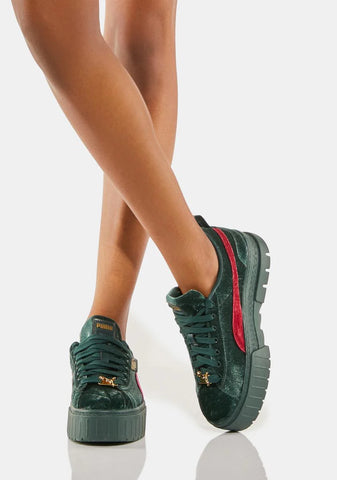Mayze Green Velvet Platform Sneakers