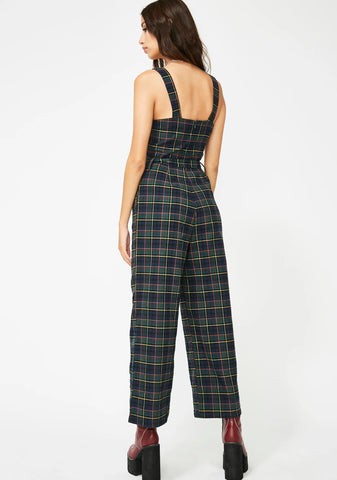 Don't Mess With Plaid Jumpsuit