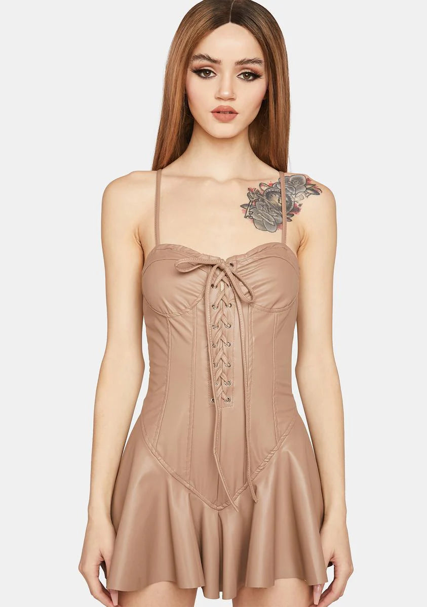 Taupe Maximized Pleasure Mini Dress