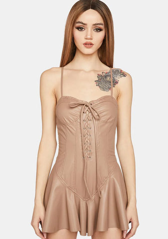 Taupe Maximized Pleasure Mini Dress
