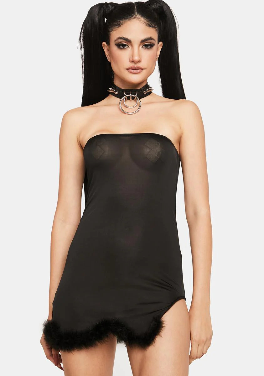 Night Personal Space Marabou Dress