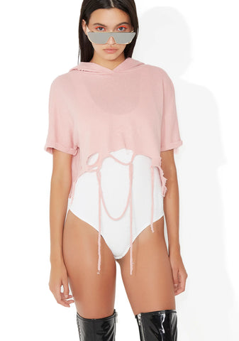 Total Knockout Distressed Crop Hoodie