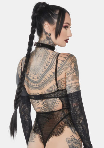 Obscene Kisses Fishnet Teddy