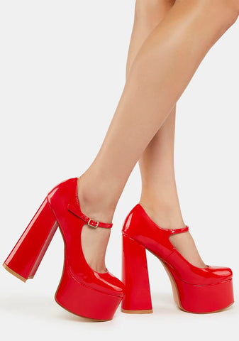 Red Sparkley Patent Platform Heels