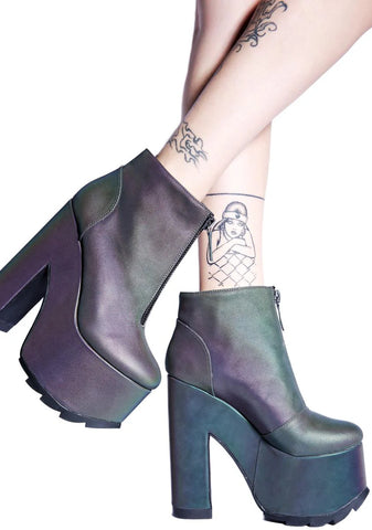 Reflective Nightmare Platform Boots