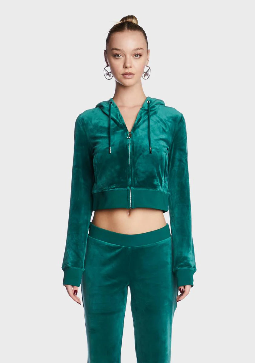 Jade Green OG Big Bling Velour Hoodie