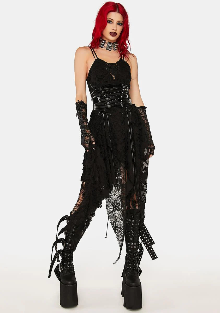 Black Flowy Asymmetrical Dress