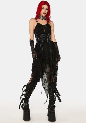 Black Flowy Asymmetrical Dress