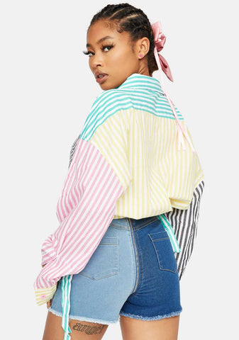 Bragging Rights Two-Tone Denim Shorts