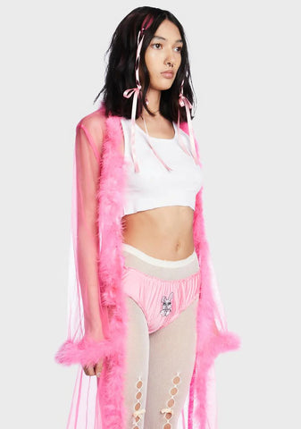 Mistress In Marabou Long Robe