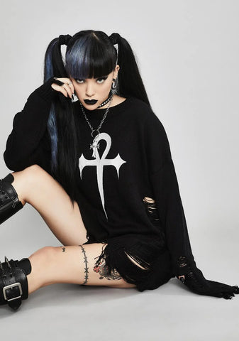 Eternally Lifeless Distressed Sweater