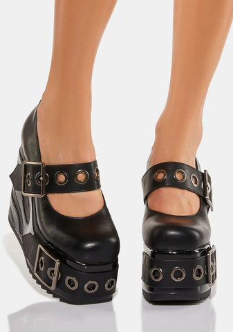 Black Flame New Me Platform Mary Janes